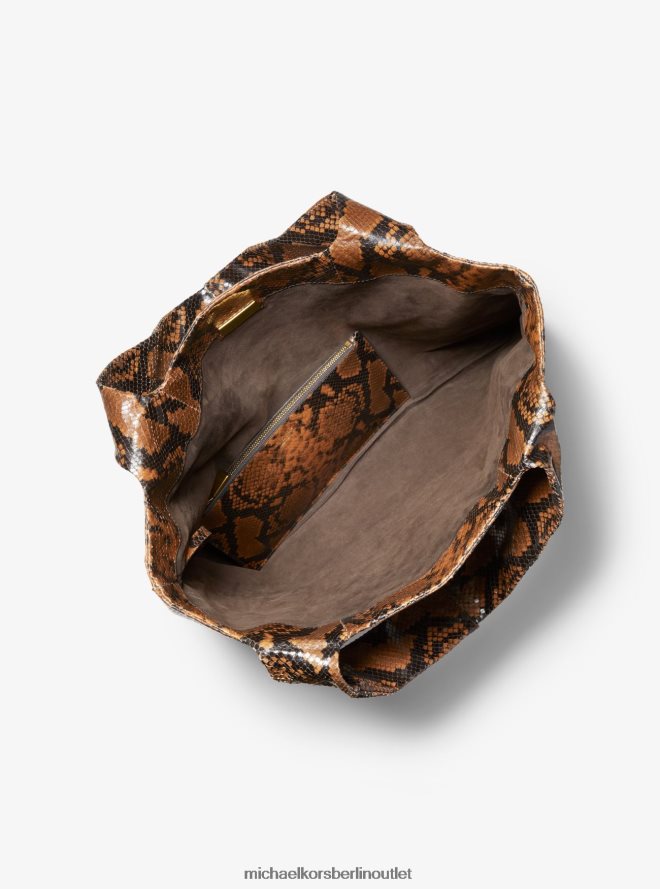 Zubehör de Michael Kors Frauen Tragetasche aus geprägtem Leder mit Monogramm-Python-Prägung aus der Kollektion Kastanie 404V223771