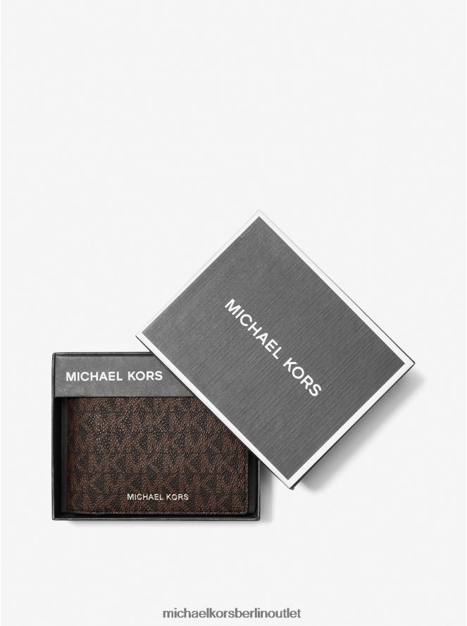 Zubehör de Michael Kors Männer Brieftasche mit Harrison-Logo und Passetui Braun schwarz 404V223220