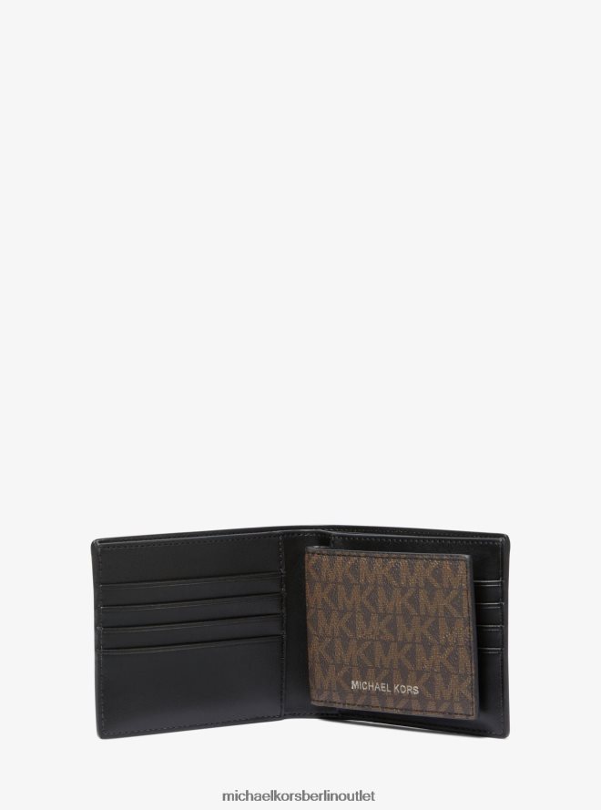 Zubehör de Michael Kors Männer Brieftasche mit Harrison-Logo und Passetui Braun schwarz 404V223220