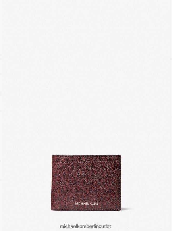 Zubehör de Michael Kors Männer Brieftasche mit Harrison-Logo und Passetui Merlot 404V223216