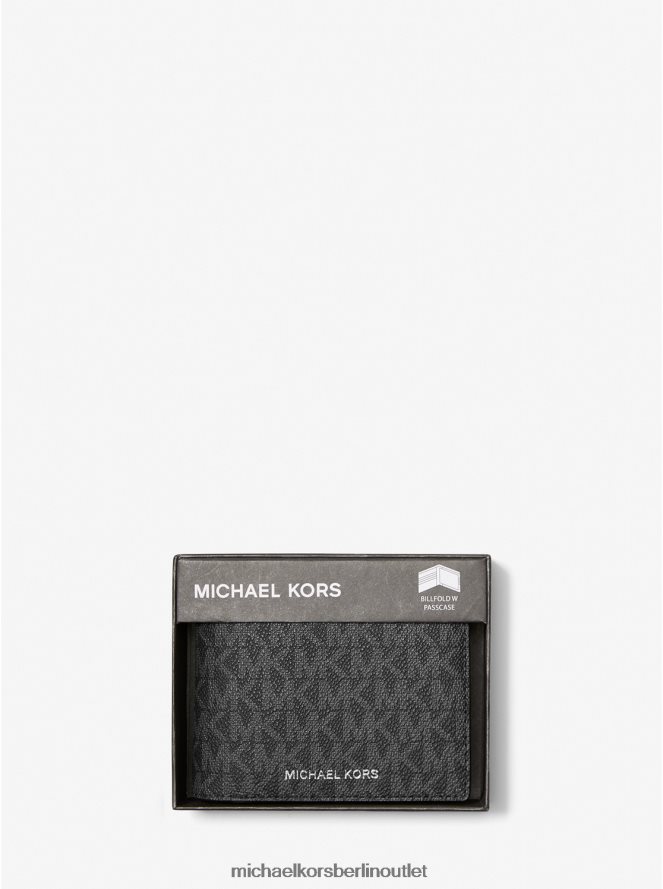 Zubehör de Michael Kors Männer Brieftasche mit Harrison-Logo und Passetui Schwarz 404V223218