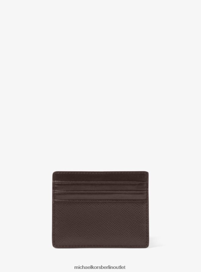 Zubehör de Michael Kors Männer Hohes Kartenetui aus kreuznarbigem Harrison-Leder braun 404V223241