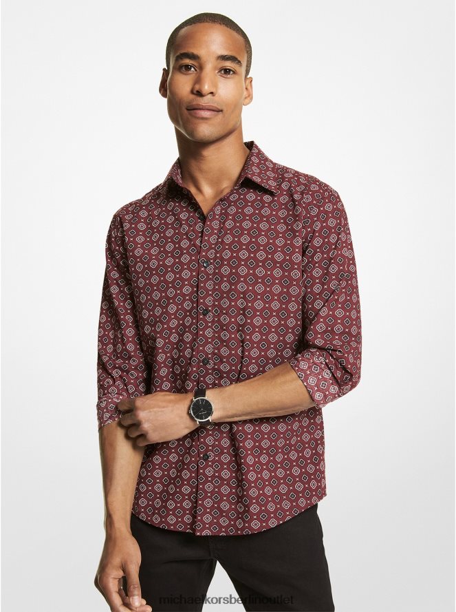 Kleidung de Michael Kors Männer Foulard-Hemd aus Baumwollmischung Merlot 404V223125