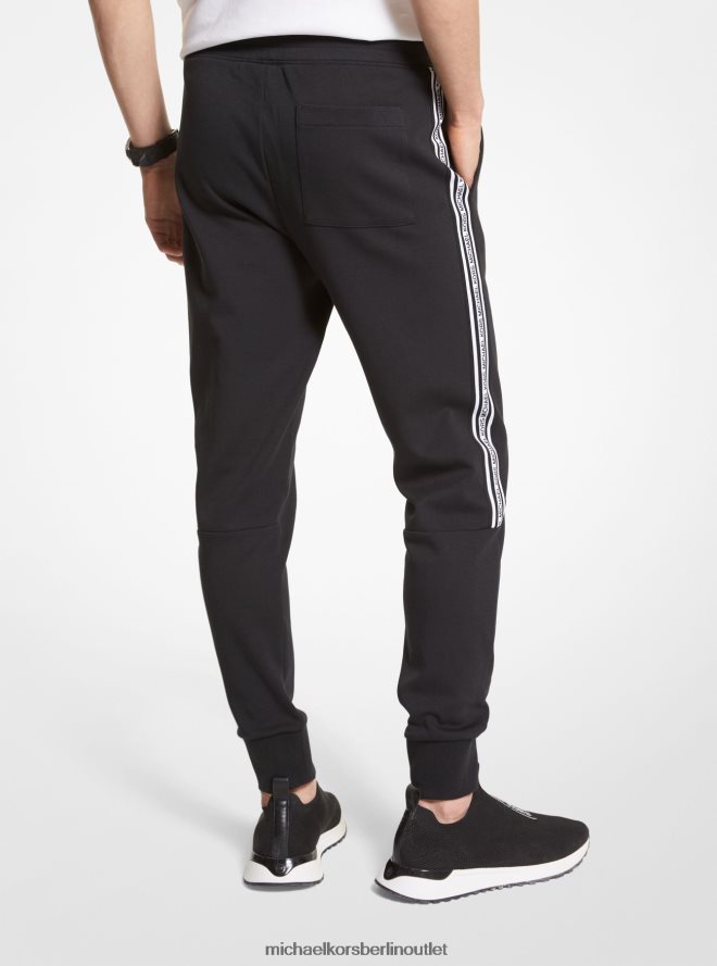 Kleidung de Michael Kors Männer Jogginghose aus Baumwollmischung mit Logoband Schwarz 404V223083