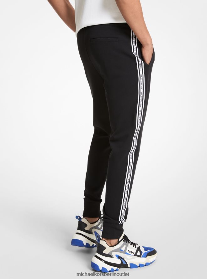 Kleidung de Michael Kors Männer Jogginghose aus Baumwollmischung mit Logoband Schwarz 404V223089
