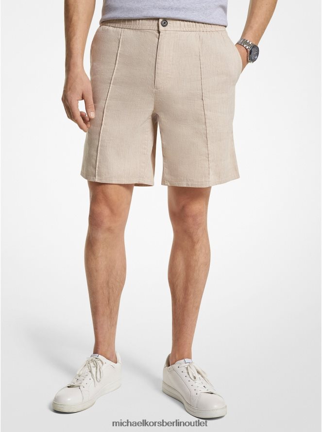 Kleidung de Michael Kors Männer Shorts aus einer Mischung aus Leinen und Baumwolle mit Biesen khaki 404V223102