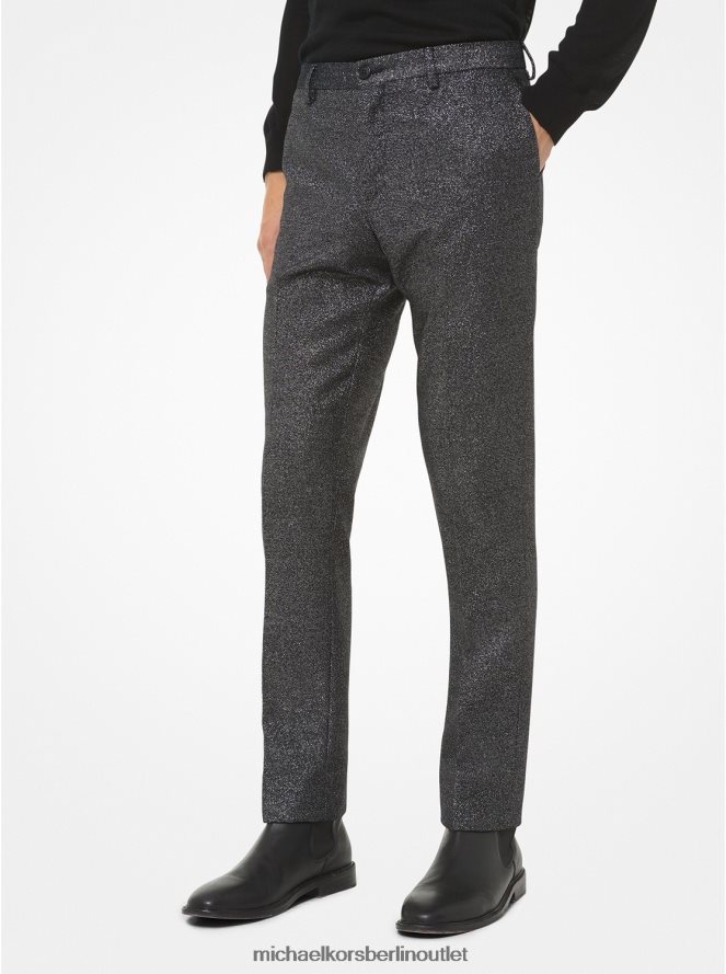 Kleidung de Michael Kors Männer Slim-Fit-Hose aus metallischem Wollgemisch Silber 404V223117