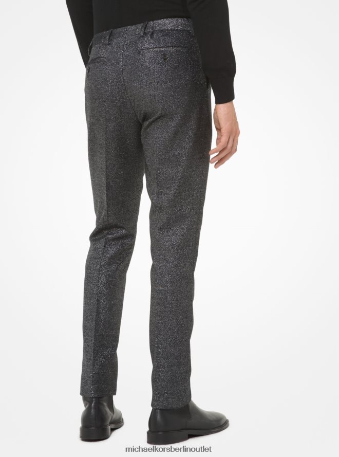 Kleidung de Michael Kors Männer Slim-Fit-Hose aus metallischem Wollgemisch Silber 404V223117