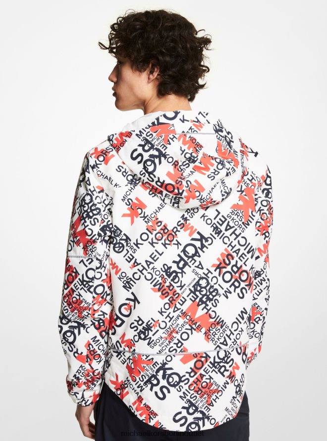Kleidung de Michael Kors Männer Gewebte Kapuzenjacke mit grafischem Logo Sangria 404V222815