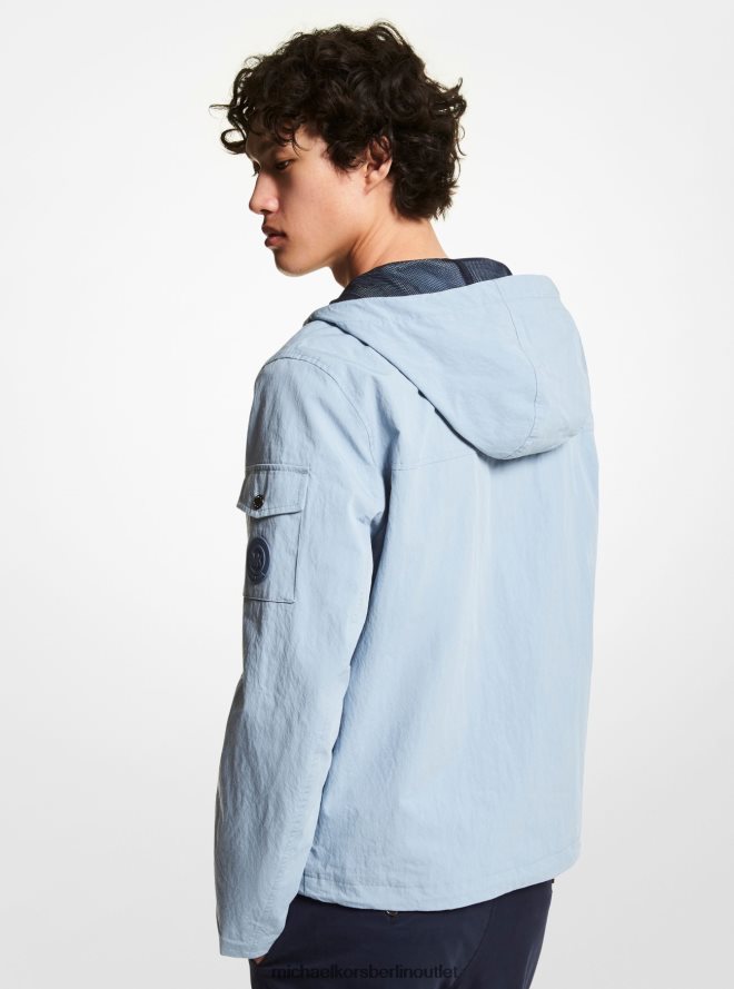 Kleidung de Michael Kors Männer Kapuzenjacke aus Crinkle-Baumwolle Dunkles Chambray 404V222816