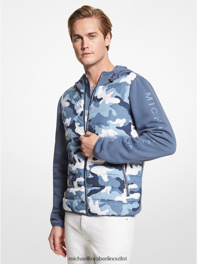 Kleidung de Michael Kors Männer Kapuzenjacke aus gestepptem Nylon mit Tarnmuster Mitternachtskombi 404V222818