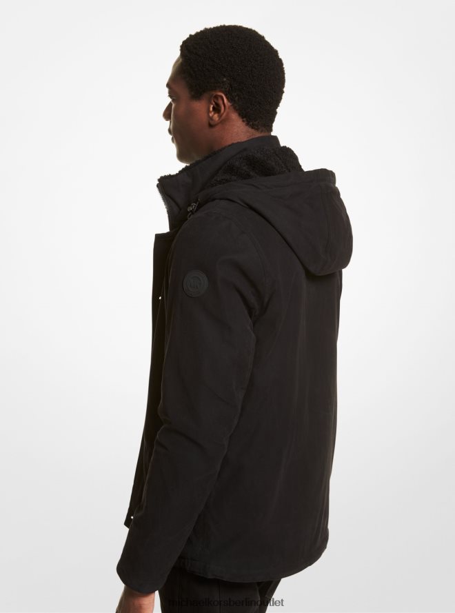Kleidung de Michael Kors Männer Parka aus Baumwollmischung mit Kunst-Sherpa-Besatz Schwarz 404V222848