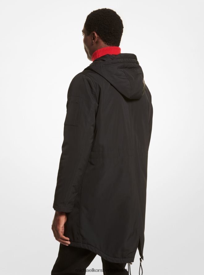 Kleidung de Michael Kors Männer Wasserabweisender Parka mit Kapuze Schwarz 404V222845