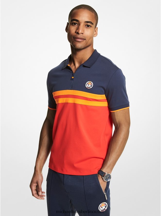 Kleidung de Michael Kors Männer Gestreiftes Baumwoll-Poloshirt von MK x Ellesse Kleid-Blues 404V222918