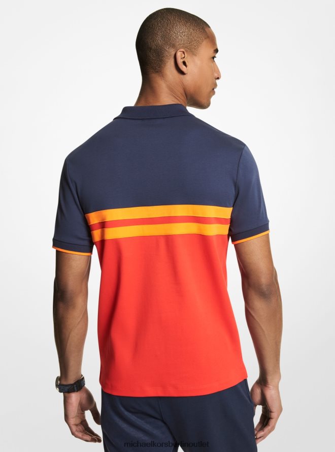 Kleidung de Michael Kors Männer Gestreiftes Baumwoll-Poloshirt von MK x Ellesse Kleid-Blues 404V222918