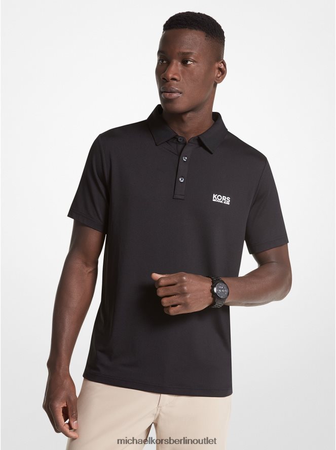 Kleidung de Michael Kors Männer Golf-Logo-Stretch-Jersey-Poloshirt Schwarz 404V222894