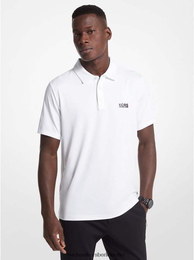 Kleidung de Michael Kors Männer Golf-Logo-Stretch-Jersey-Poloshirt Weiß 404V222893