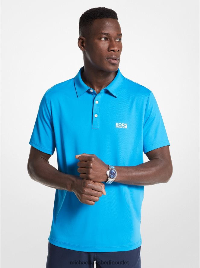 Kleidung de Michael Kors Männer Golf-Logo-Stretch-Jersey-Poloshirt leuchtendes Cyanblau 404V222891