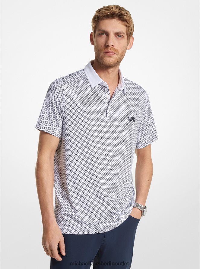 Kleidung de Michael Kors Männer Golf-bedrucktes Poloshirt aus Stretch-Jersey Weiß 404V222889