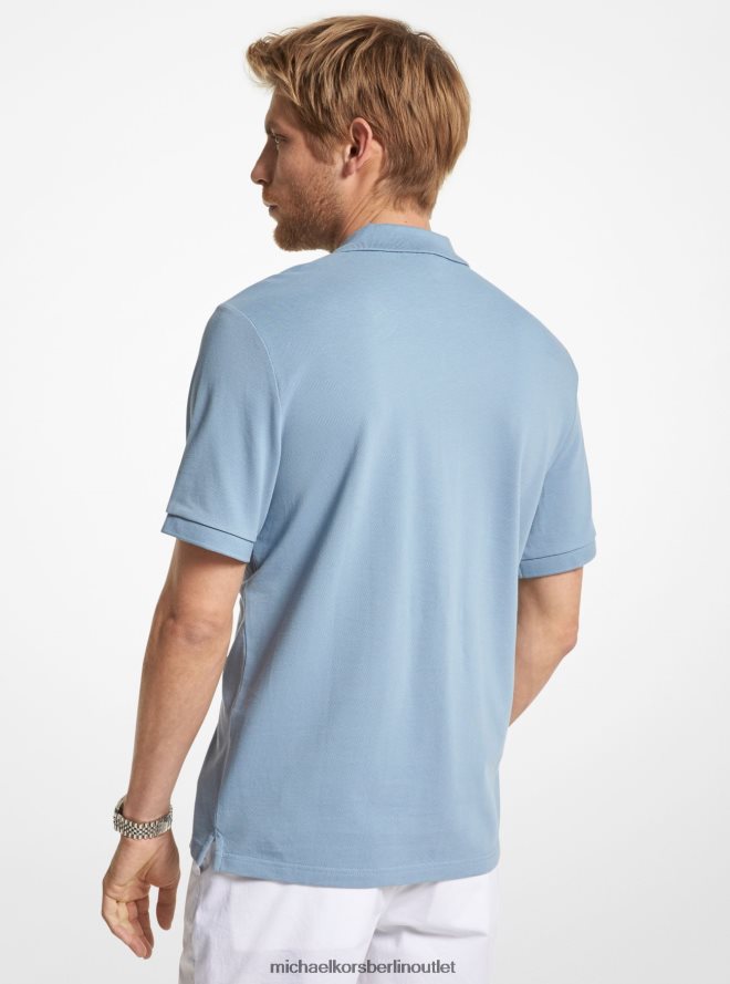 Kleidung de Michael Kors Männer Poloshirt aus Baumwolle mit halbem Reißverschluss Chambray 404V222871
