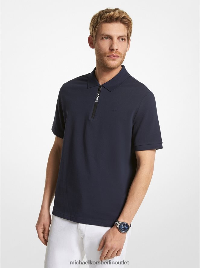 Kleidung de Michael Kors Männer Poloshirt aus Baumwolle mit halbem Reißverschluss Mitternacht 404V222872