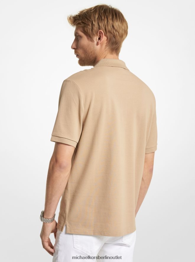 Kleidung de Michael Kors Männer Poloshirt aus Baumwolle mit halbem Reißverschluss khaki 404V222870