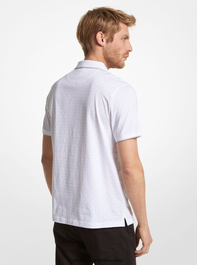 Kleidung de Michael Kors Männer Poloshirt aus Baumwolljersey mit Logo-Print Weiß 404V222882