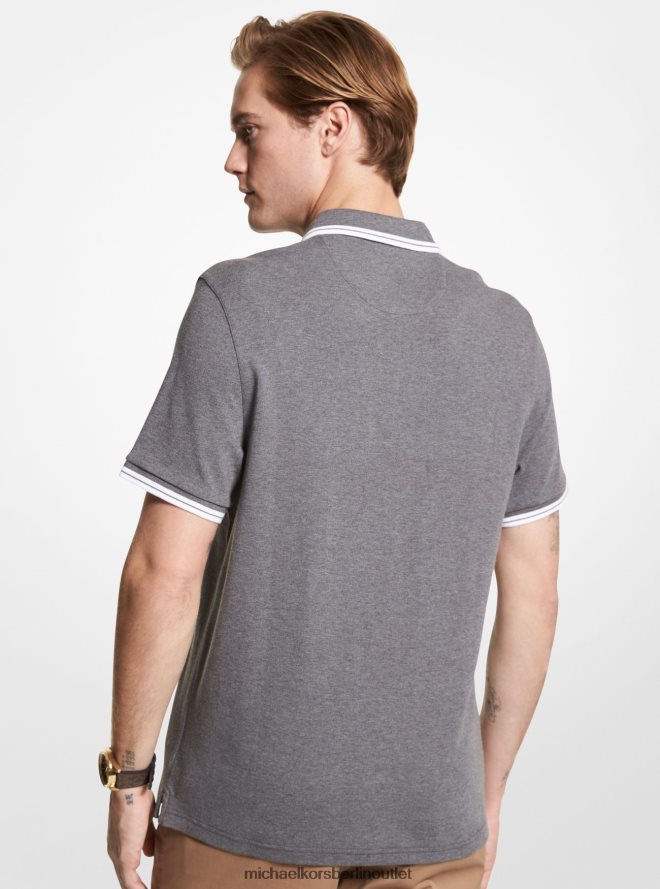 Kleidung de Michael Kors Männer Poloshirt aus Greenwich-Baumwolle Gunmet heher 404V222908
