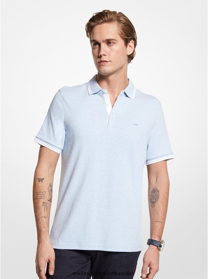 Kleidung de Michael Kors Männer Poloshirt aus Greenwich-Baumwolle Himmel bl hthr 404V222907