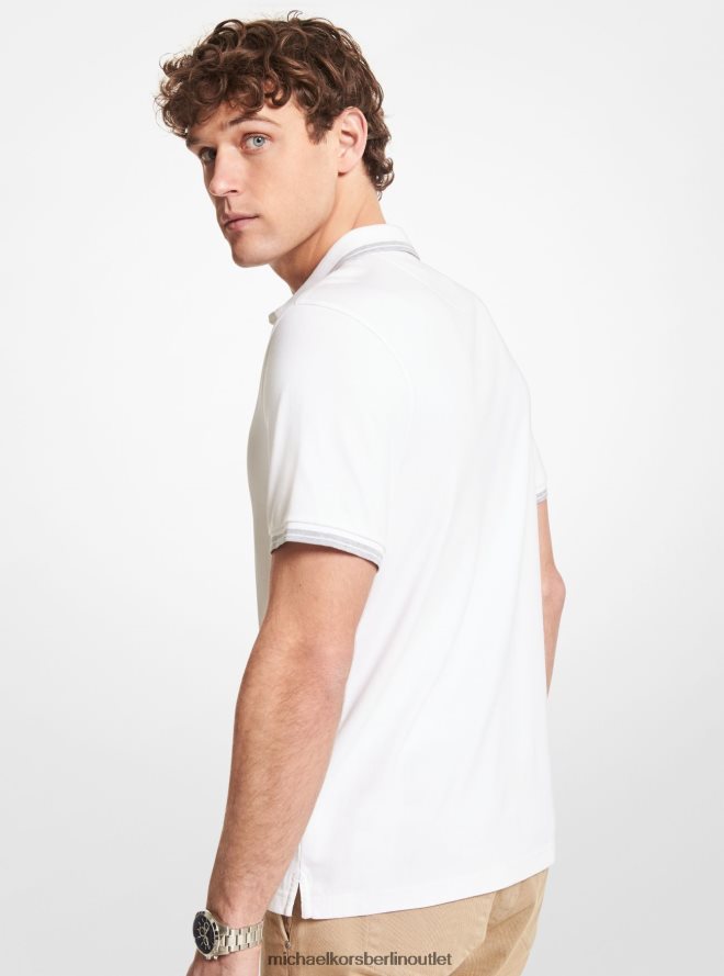 Kleidung de Michael Kors Männer Poloshirt aus Greenwich-Baumwolle Weiß 404V222886