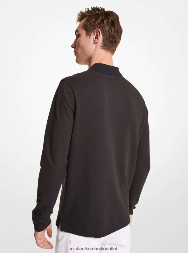 Kleidung de Michael Kors Männer Poloshirt mit halbem Reißverschluss Schwarz 404V222899