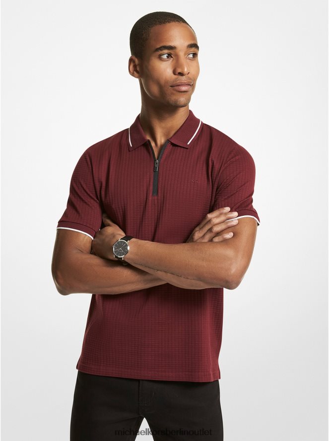 Kleidung de Michael Kors Männer Waffelstrick-Poloshirt aus Baumwolle Merlot 404V222864