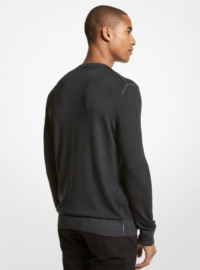 Kleidung de Michael Kors Männer Pullover aus gewaschener Merinowolle schwarz gewaschen 404V223055