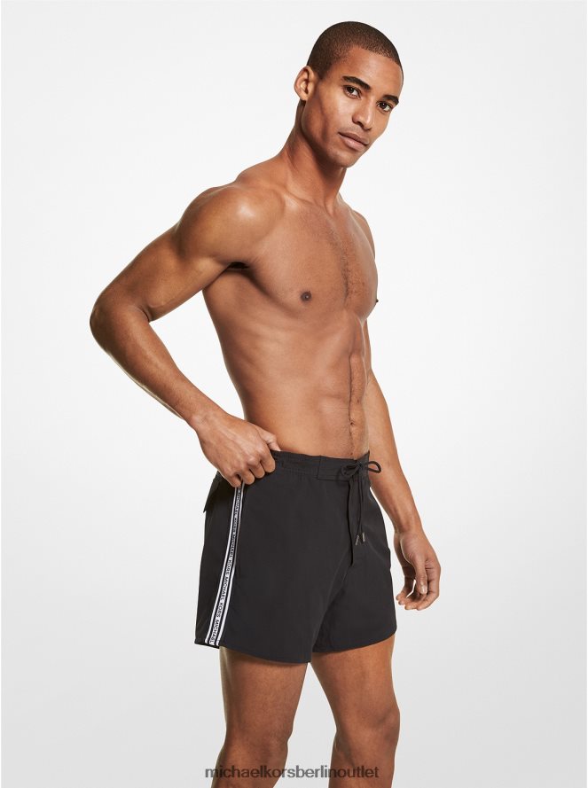 Kleidung de Michael Kors Männer Badeshorts mit Logoband Schwarz 404V223148
