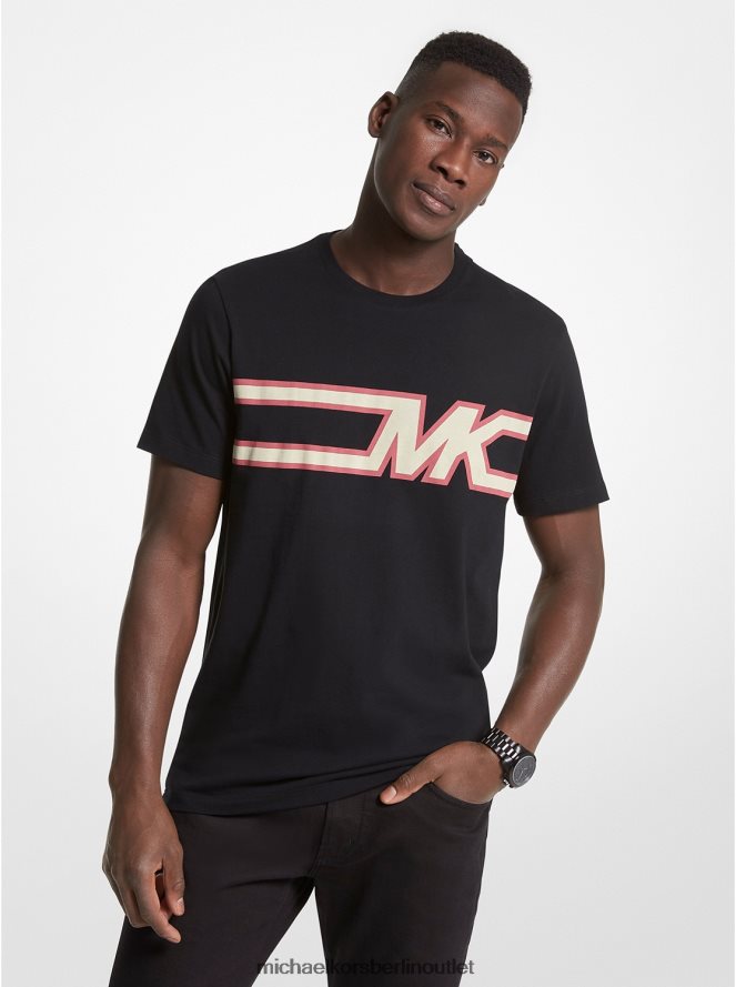 Kleidung de Michael Kors Männer Baumwoll-T-Shirt mit grafischem Logo Schwarz 404V222970