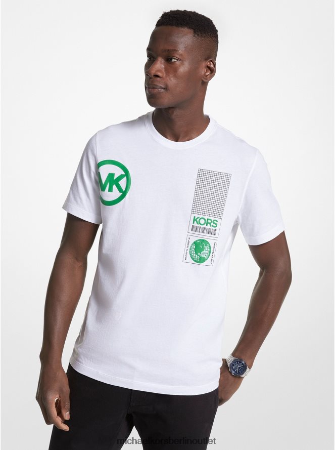 Kleidung de Michael Kors Männer Baumwoll-T-Shirt mit grafischem Logo Weiß 404V222997