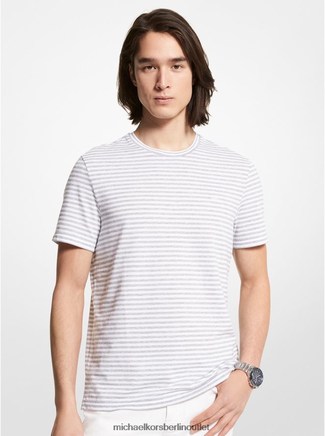 Kleidung de Michael Kors Männer Gestreiftes T-Shirt aus strukturierter Baumwolle grau meliert 404V222949