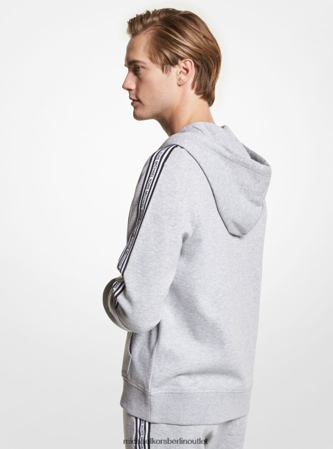 Kleidung de Michael Kors Männer Kapuzenpullover aus Baumwollmischung mit Logoband und Reißverschluss grau meliert 404V222934