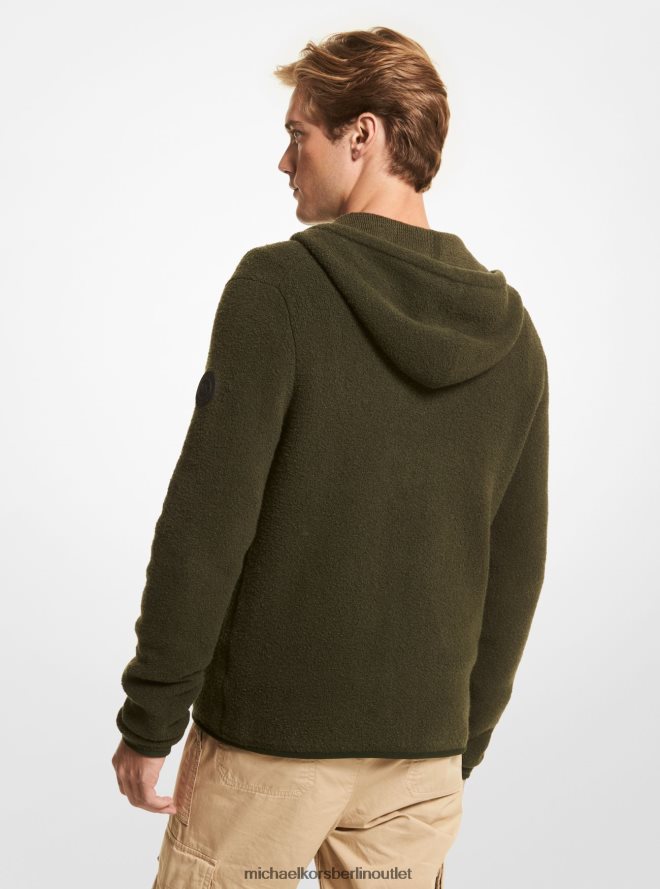 Kleidung de Michael Kors Männer Kapuzenpullover aus gebürsteter Baumwollmischung mit Reißverschluss Efeu 404V223036