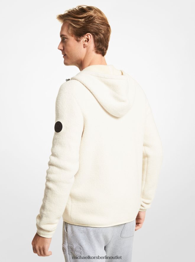 Kleidung de Michael Kors Männer Kapuzenpullover aus gebürsteter Baumwollmischung mit Reißverschluss Knochen 404V223037