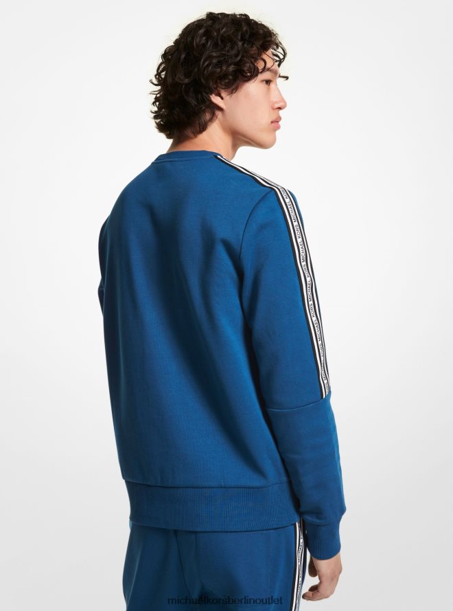 Kleidung de Michael Kors Männer Sweatshirt aus Baumwollmischung mit Logoband Flussblau 404V222927