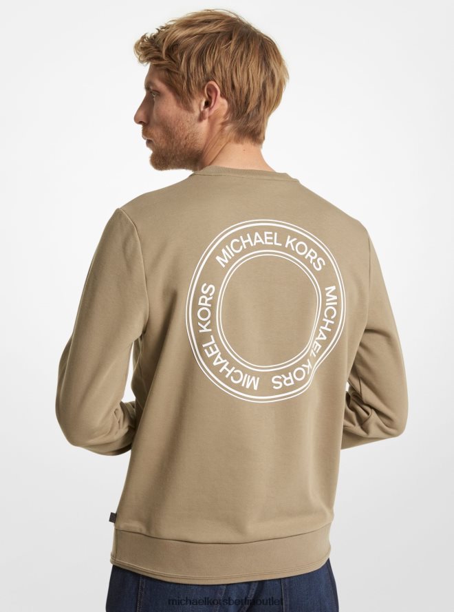 Kleidung de Michael Kors Männer Sweatshirt aus French-Terry-Mischung mit Logo-Print Salbei-Olive 404V222946