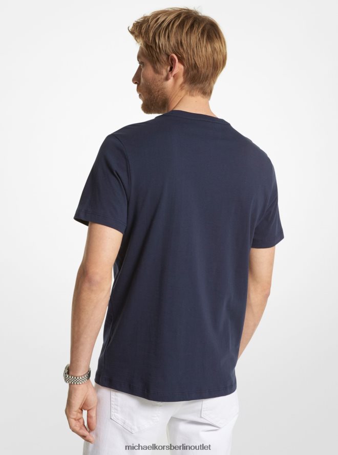 Kleidung de Michael Kors Männer T-Shirt aus Baumwolle mit Logo Mitternacht 404V222965