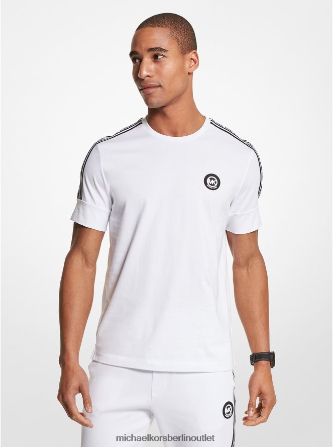 Kleidung de Michael Kors Männer T-Shirt aus Baumwolljersey mit Logoband Weiß 404V222924