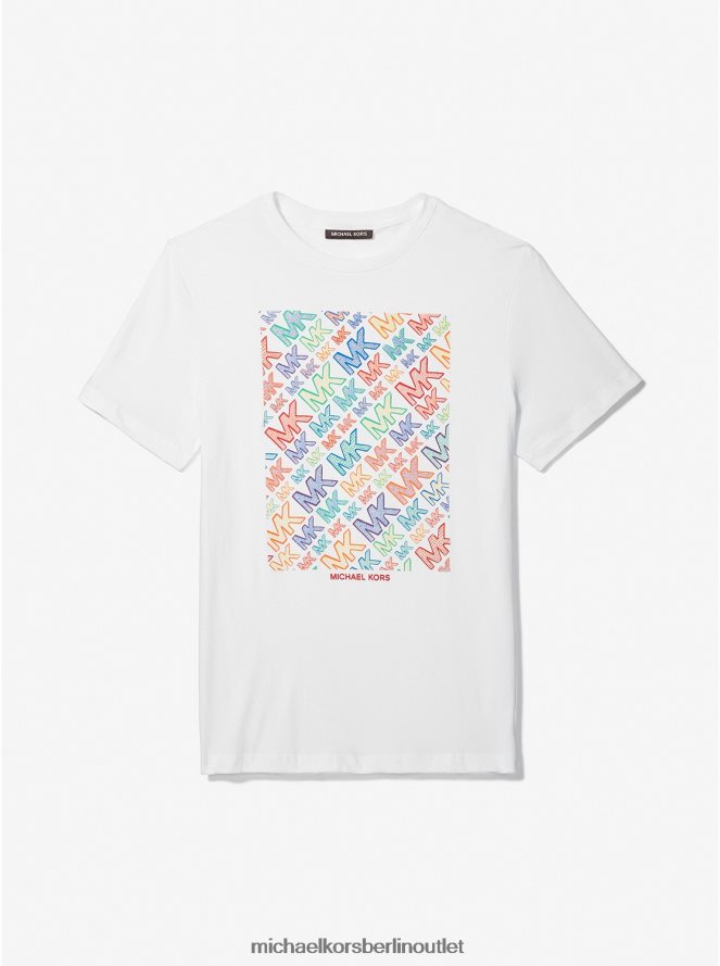 Kleidung de Michael Kors Männer T-Shirt aus Baumwolljersey mit Pride-Grafiklogo Weiß 404V223002