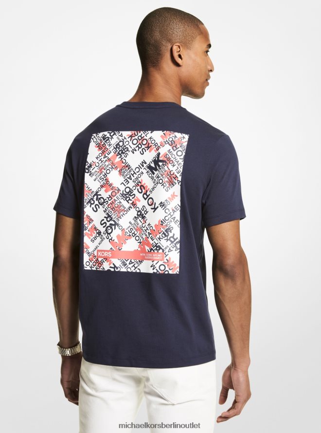 Kleidung de Michael Kors Männer T-Shirt aus Baumwolljersey mit Streulogo Mitternacht 404V223007