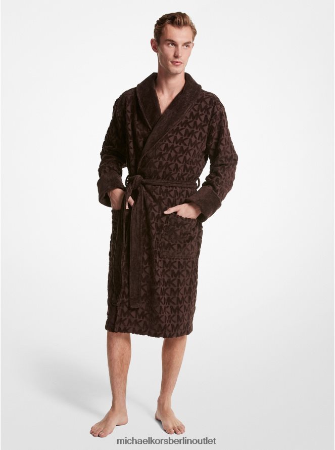 Kleidung de Michael Kors Männer Bademantel aus Baumwollfrottee mit Logo Schokolade 404V223180