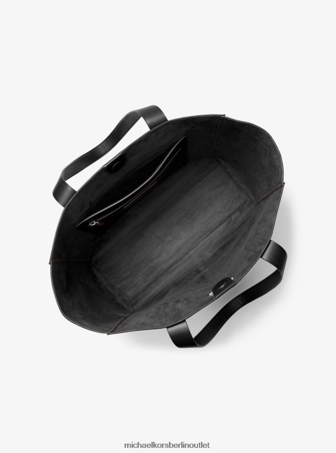 Zubehör de Michael Kors Männer Hudson-Einkaufstasche aus genarbtem Leder Schwarz 404V223193