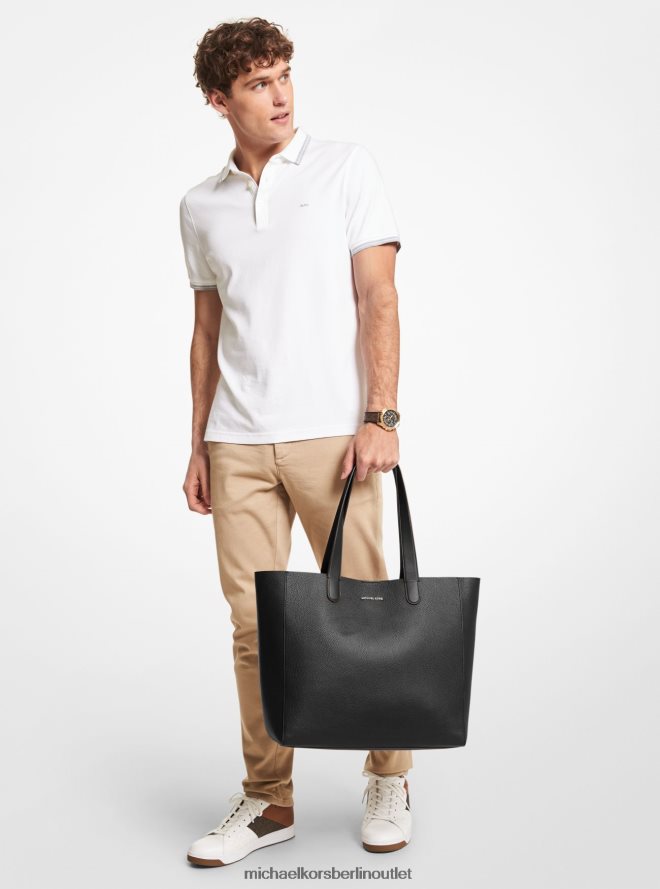 Zubehör de Michael Kors Männer Hudson-Einkaufstasche aus genarbtem Leder Schwarz 404V223193