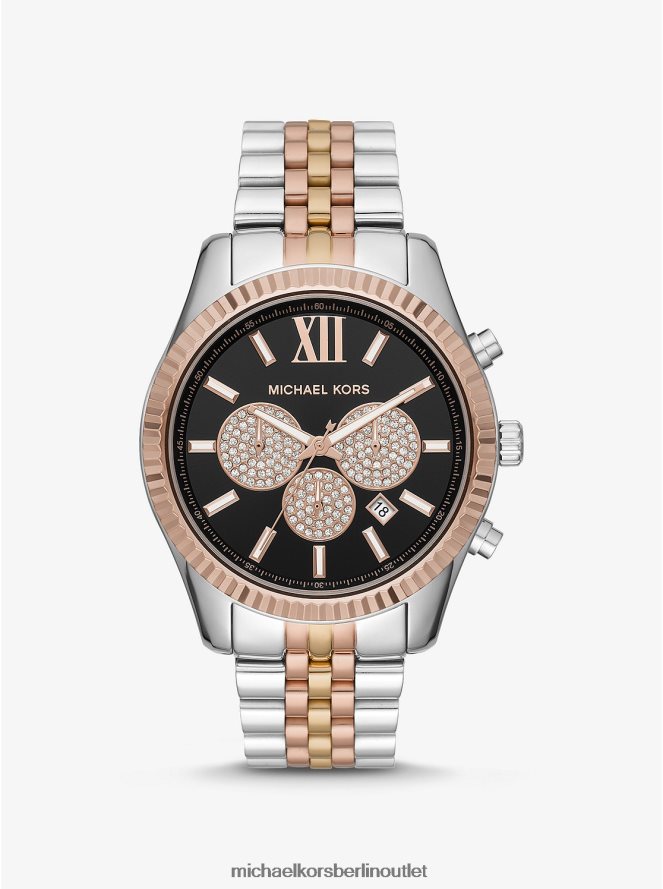 Zubehör de Michael Kors Männer Übergroße dreifarbige Lexington-Uhr dreifarbig 404V223295
